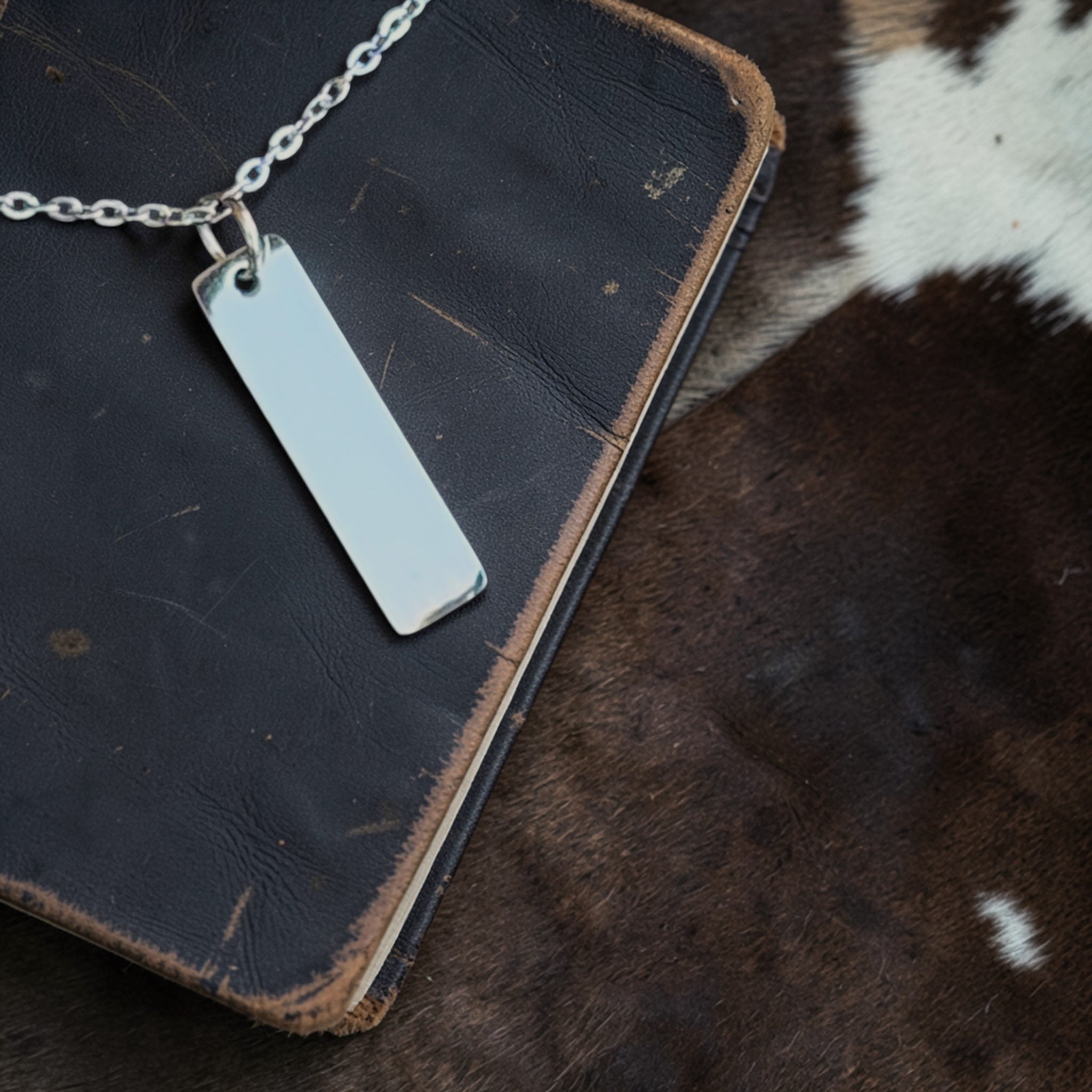Slim Rectangle Charm Necklace