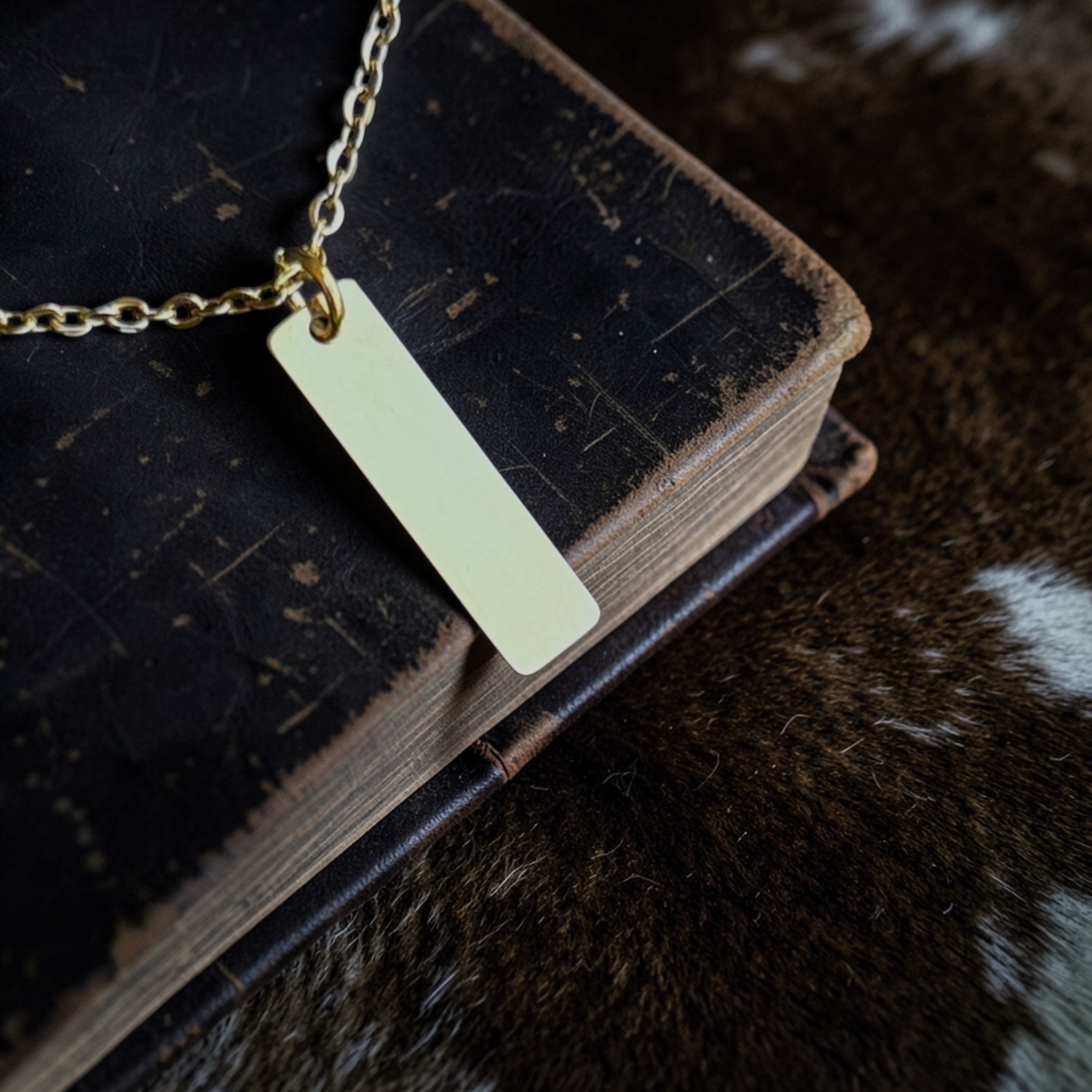 Slim Rectangle Charm Necklace