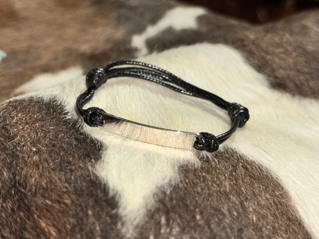 Woven Cord Bracelet with Stainless Steel Bar