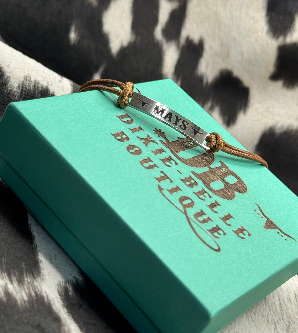 Woven Cord Bracelet with Stainless Steel Bar
