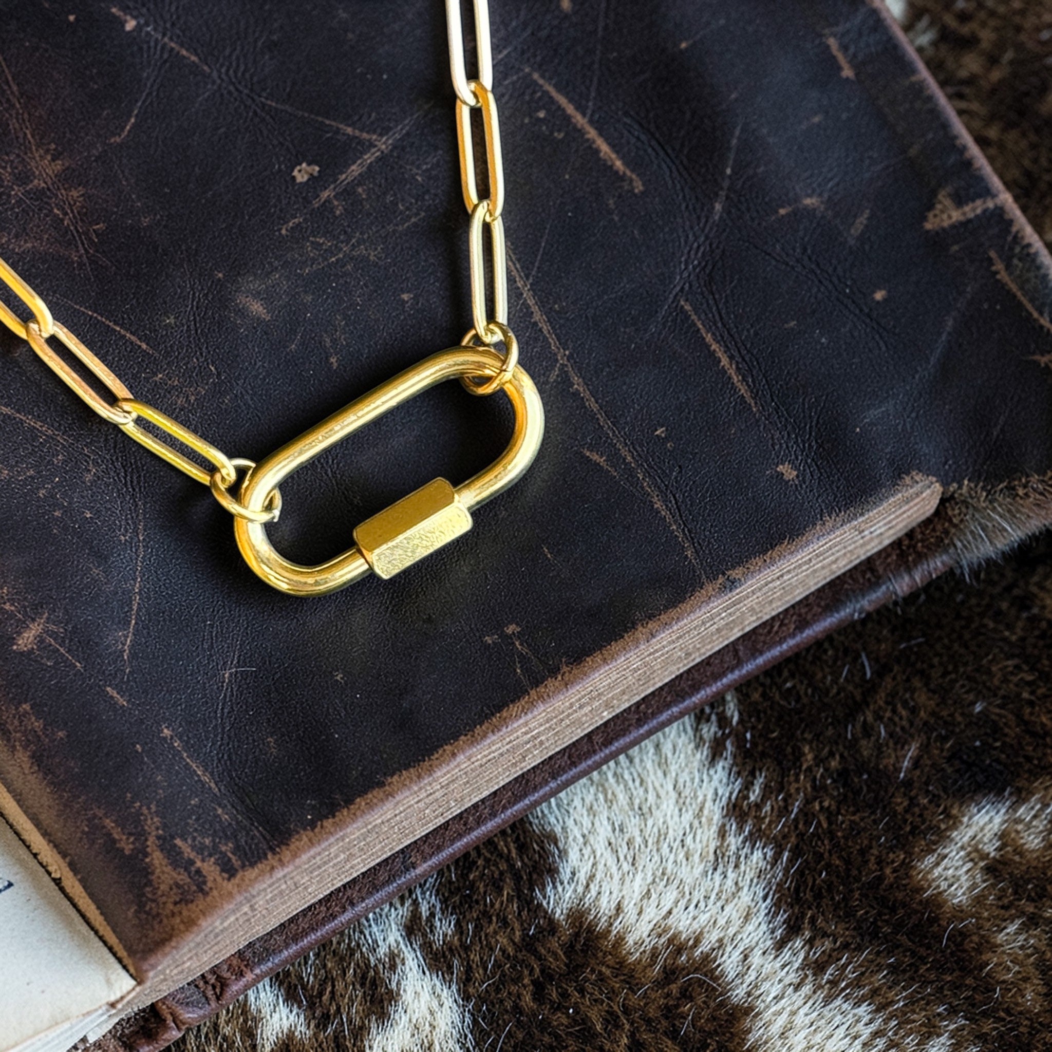 Oval Charm Holder with Paper Clip Necklace