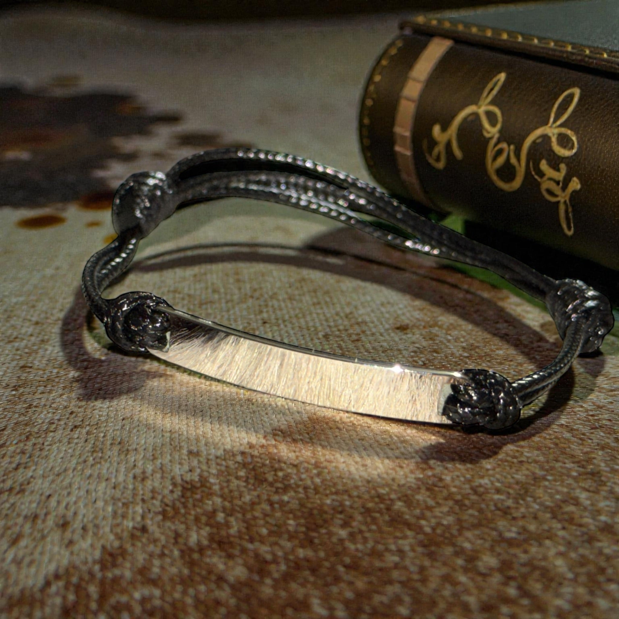 Woven Cord Bracelet with Stainless Steel Bar