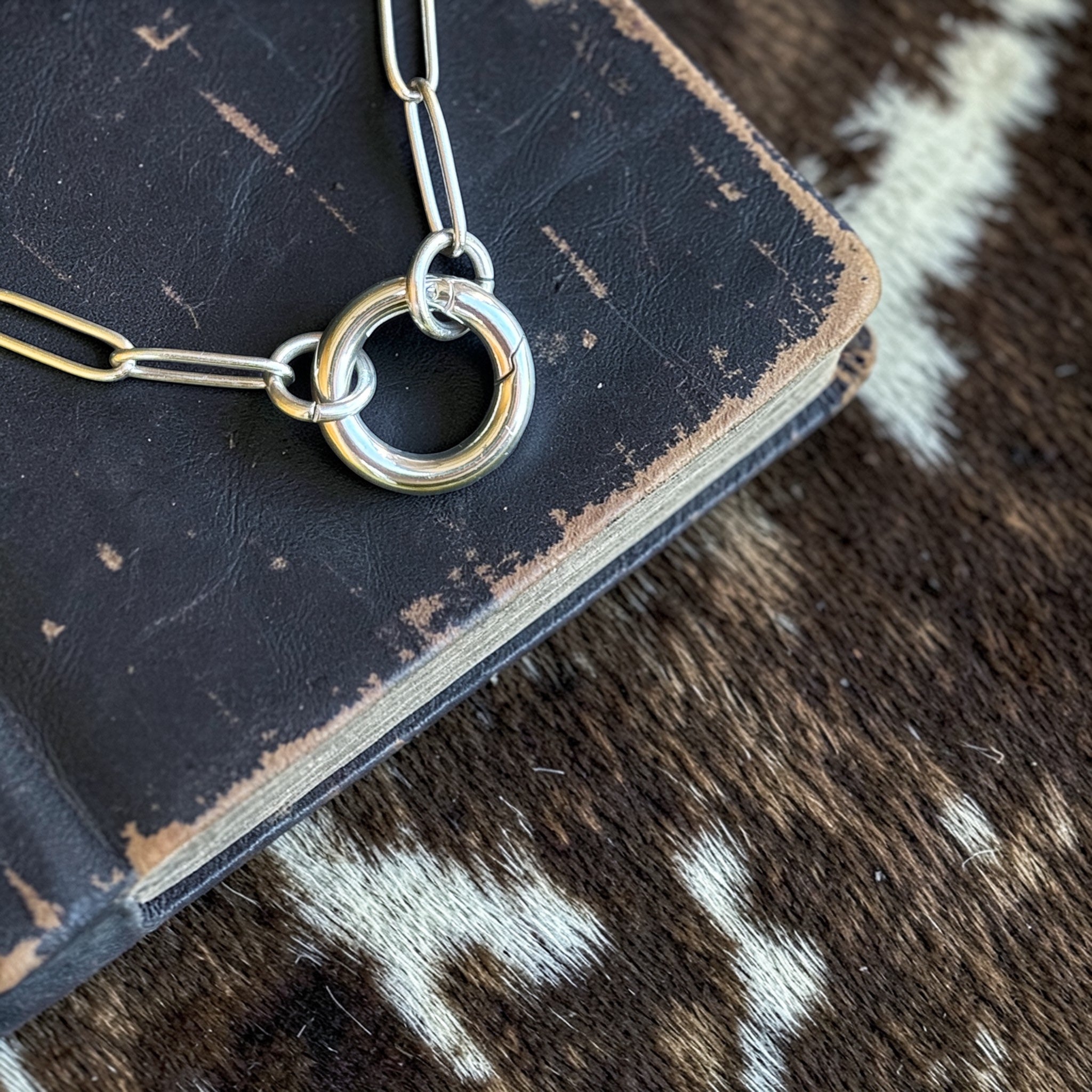 Round Charm Holder with Paper Clip Necklace