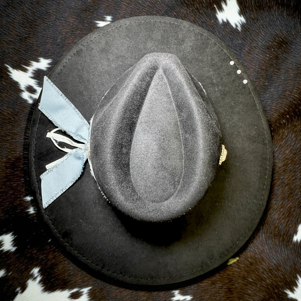 Simply Black and Pearls Hat with Custom Hat Band