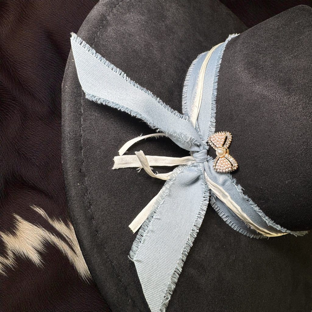 Simply Black and Pearls Hat with Custom Hat Band