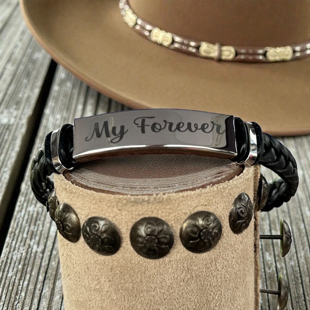 Men's Braided Cord Bracelet with Stainless Steel Bar
