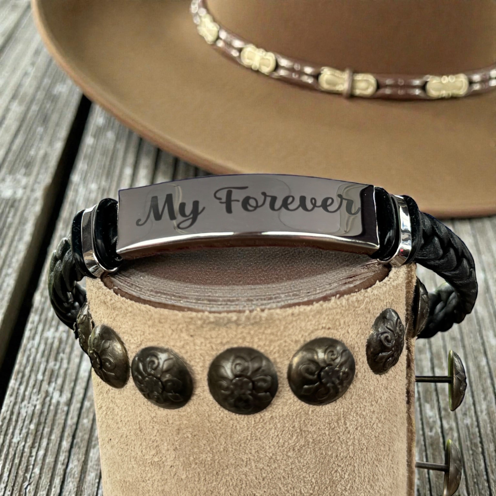 Men's Braided Cord Bracelet with Stainless Steel Bar