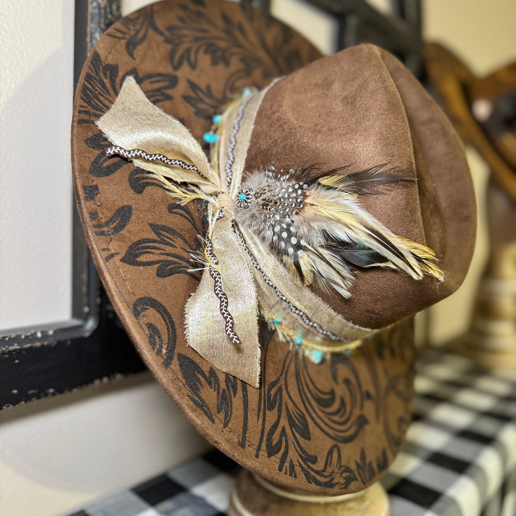 Laser Engraved Floral Hat with Custom Hat Band