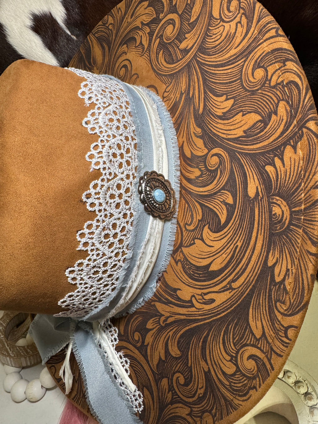 Laser Engraved Horse Head and Mane Filagree Western Hat with Custom Hat Band