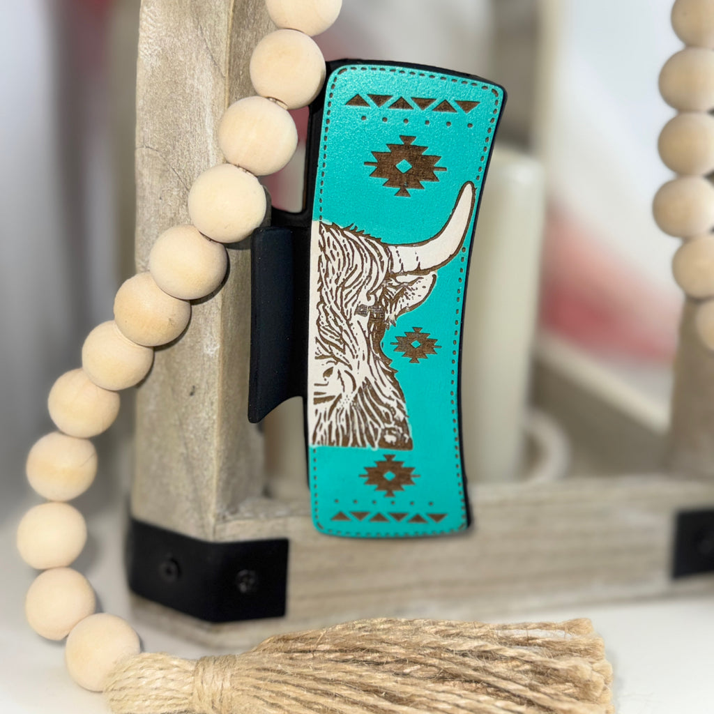 Highland Cow & Aztec Design Hair Clip