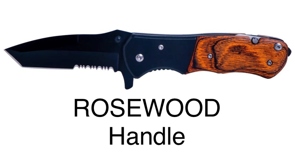 Personalized Pocket Knife - Rosewood Color Wooden Handle