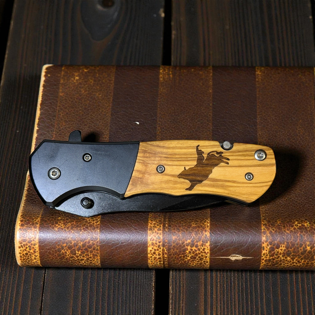 Bucking Bull Engraved Pocket Knife