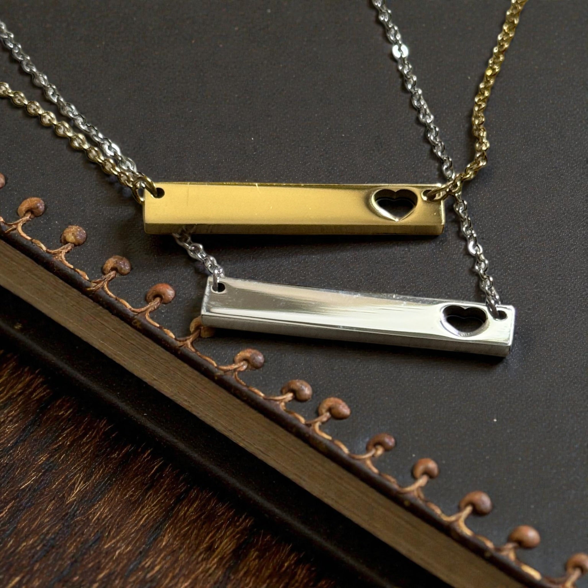 Bar Necklace with Heart Cutout