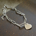 Paperclip Bracelet with a Heart Charm