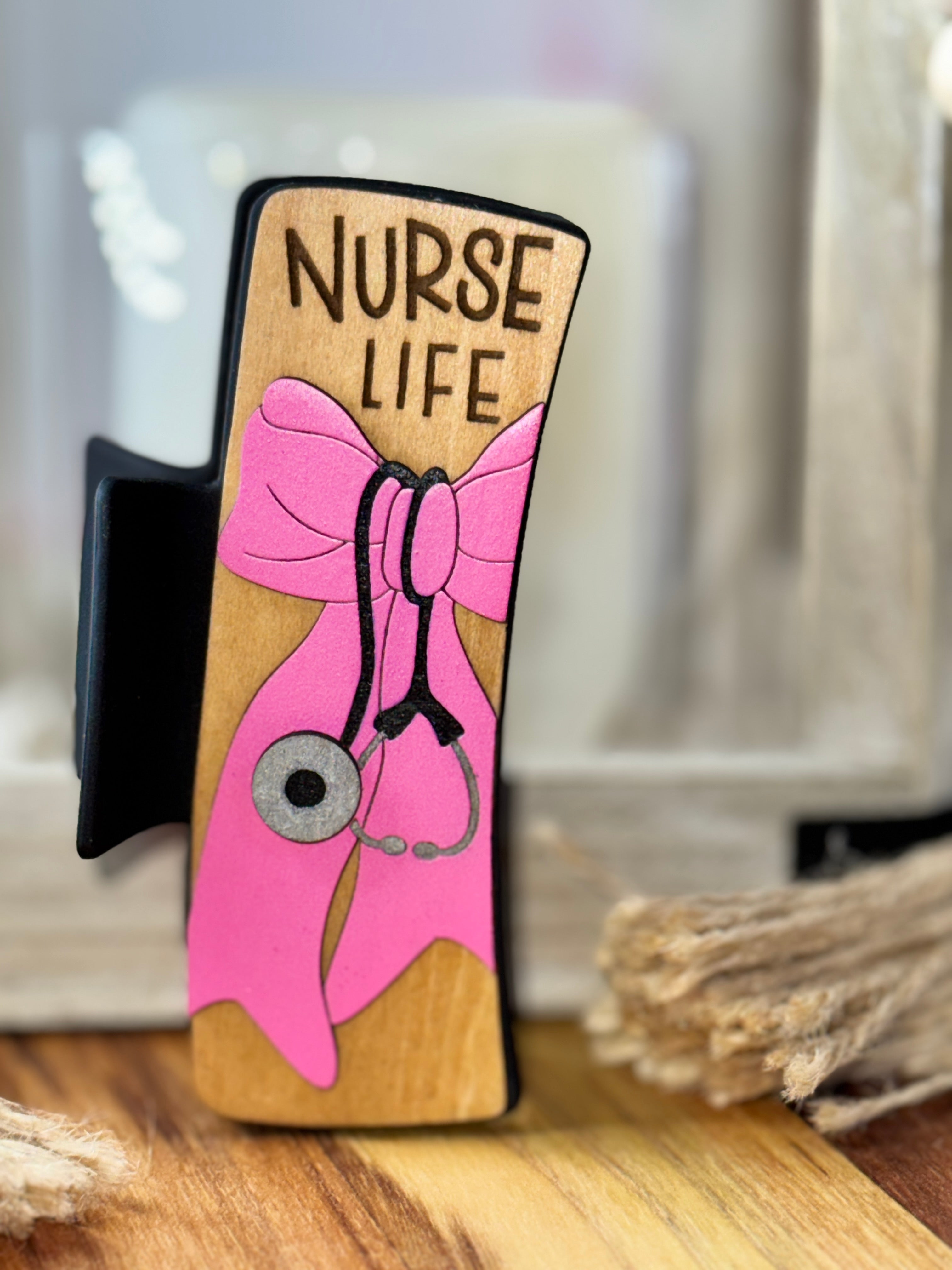 Nurse Life Hair Clip (Pink Ribbon)