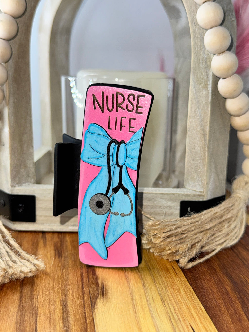 Nurse Life Hair Clip ( Blue Ribbon)