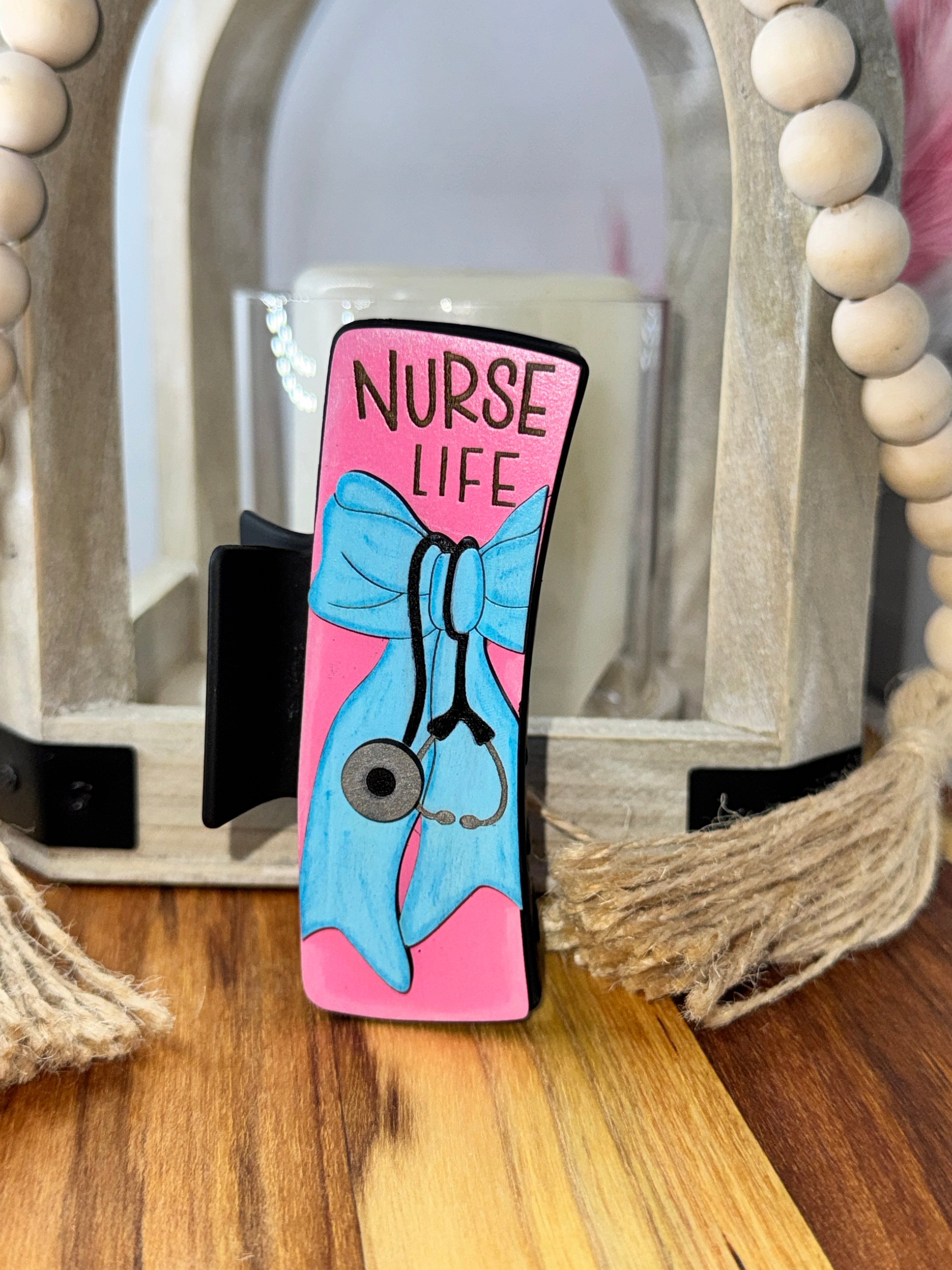 Nurse Life Hair Clip ( Blue Ribbon)