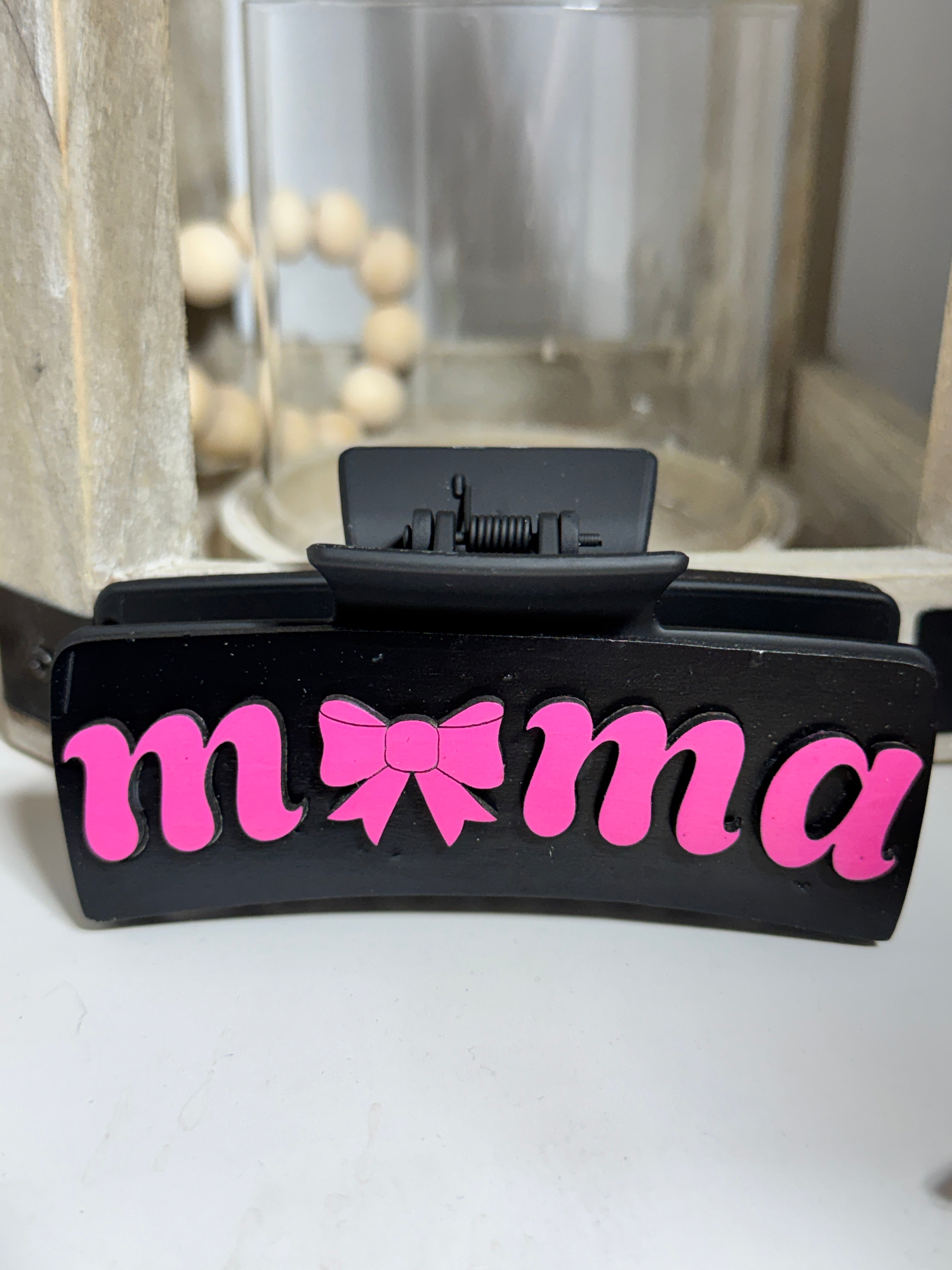 Mama Hair Clip (Pink/Black)