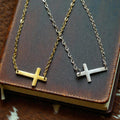 Small Sideways Cross Necklace