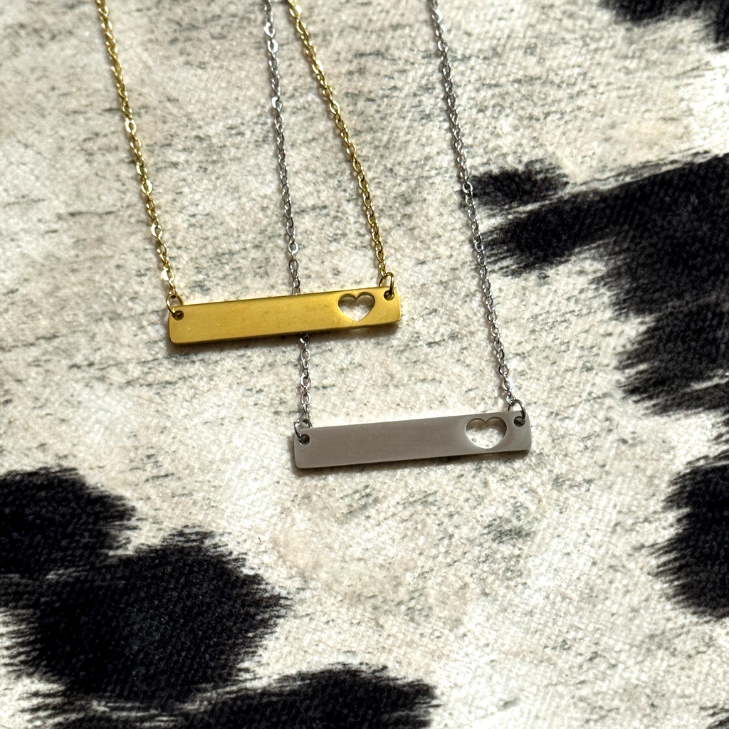 Bar Necklace with Heart Cutout