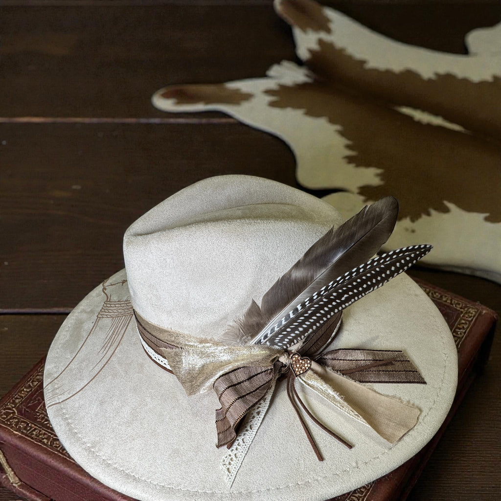 Laser Engraved Steer Skull and Flowers Western Hat with Custom Hat Band