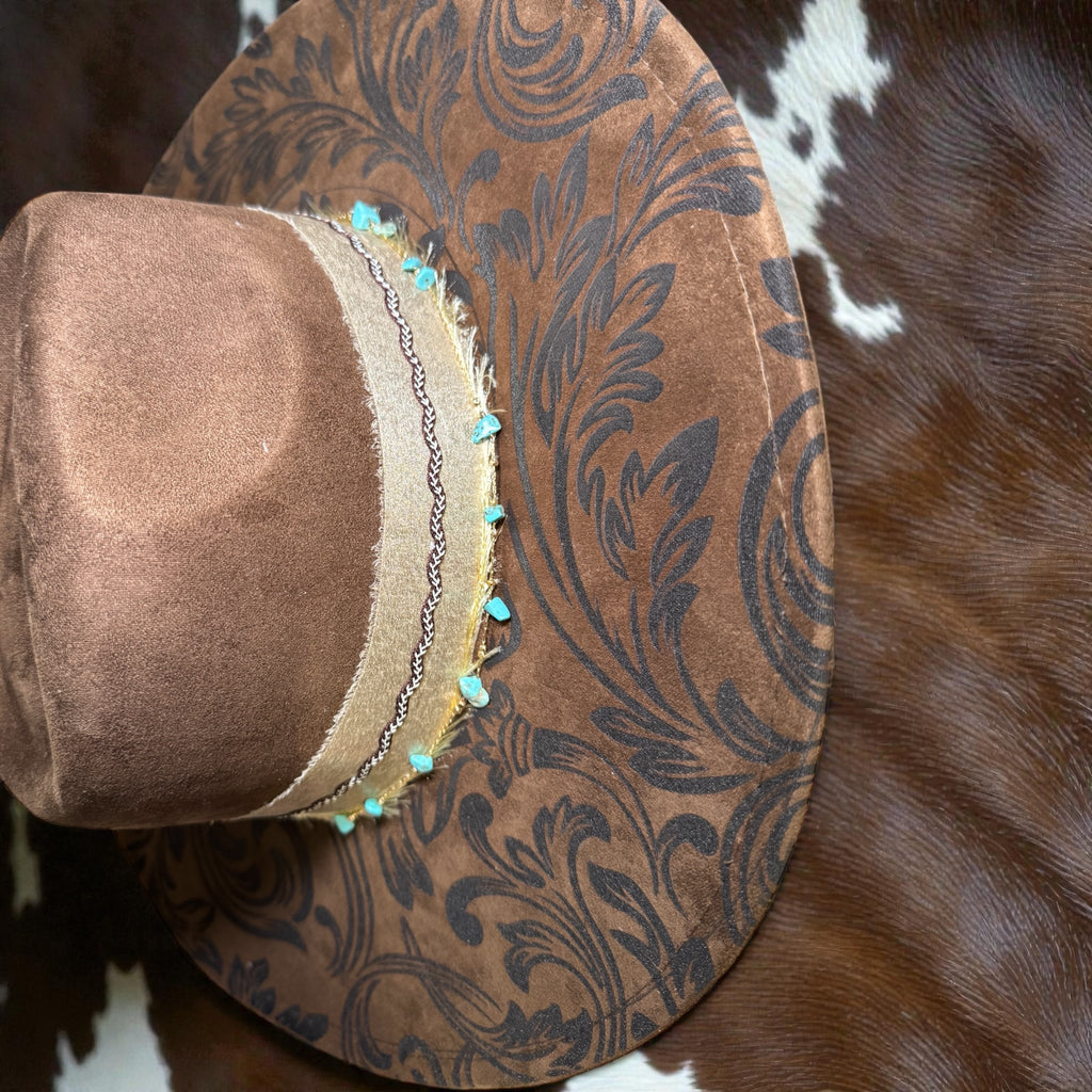 Laser Engraved Floral Hat with Custom Hat Band