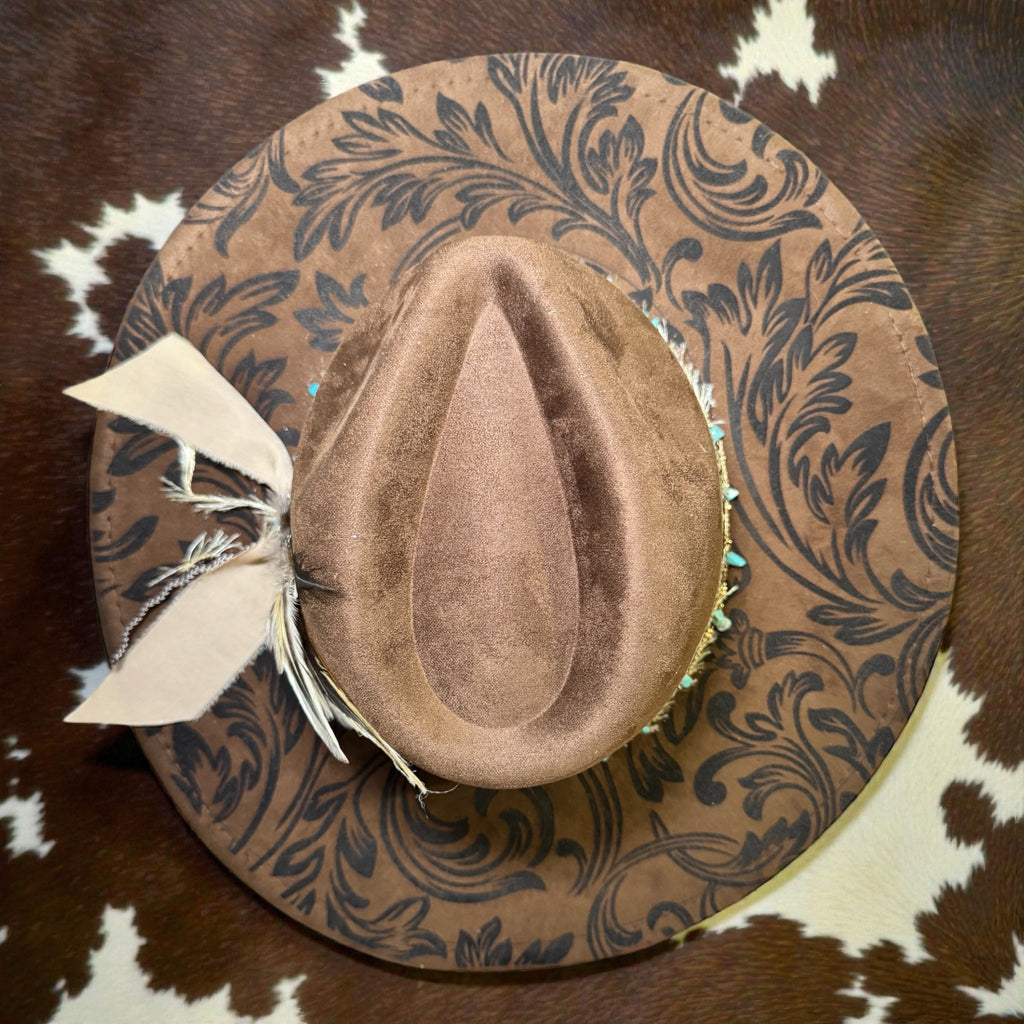 Laser Engraved Floral Hat with Custom Hat Band
