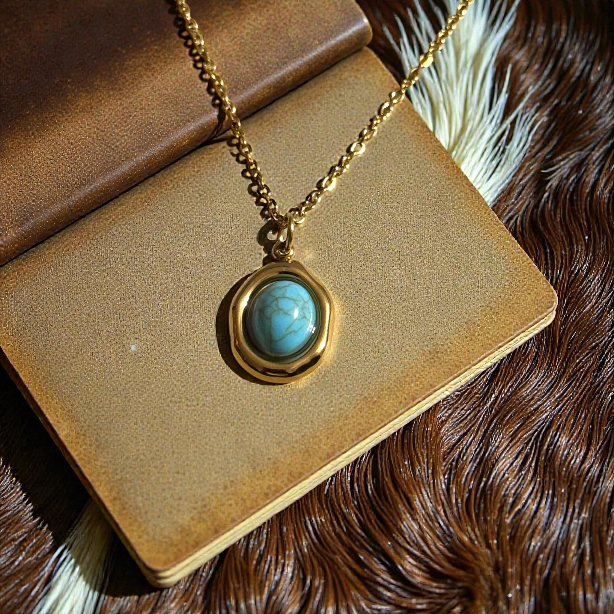 Faux Turquoise Pendant Necklace