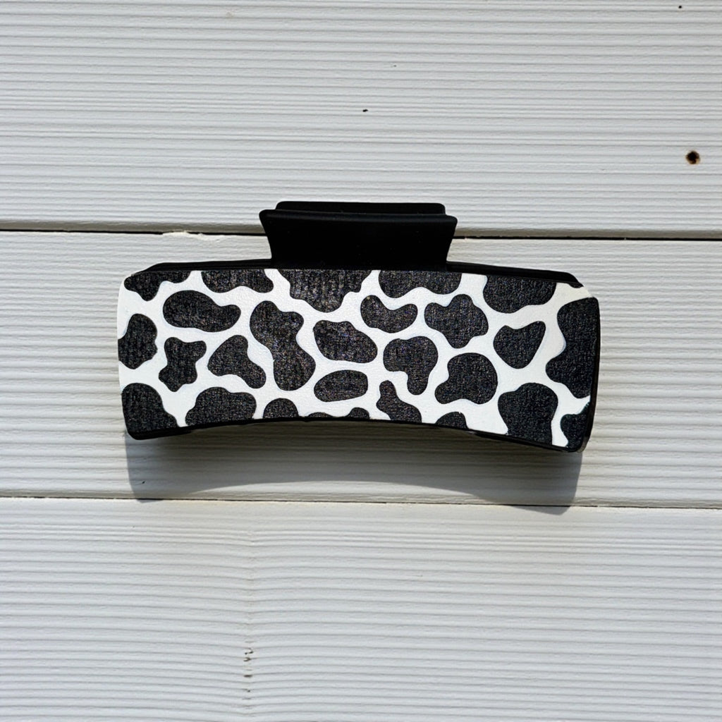 Black & White Cow Print Hair Clip