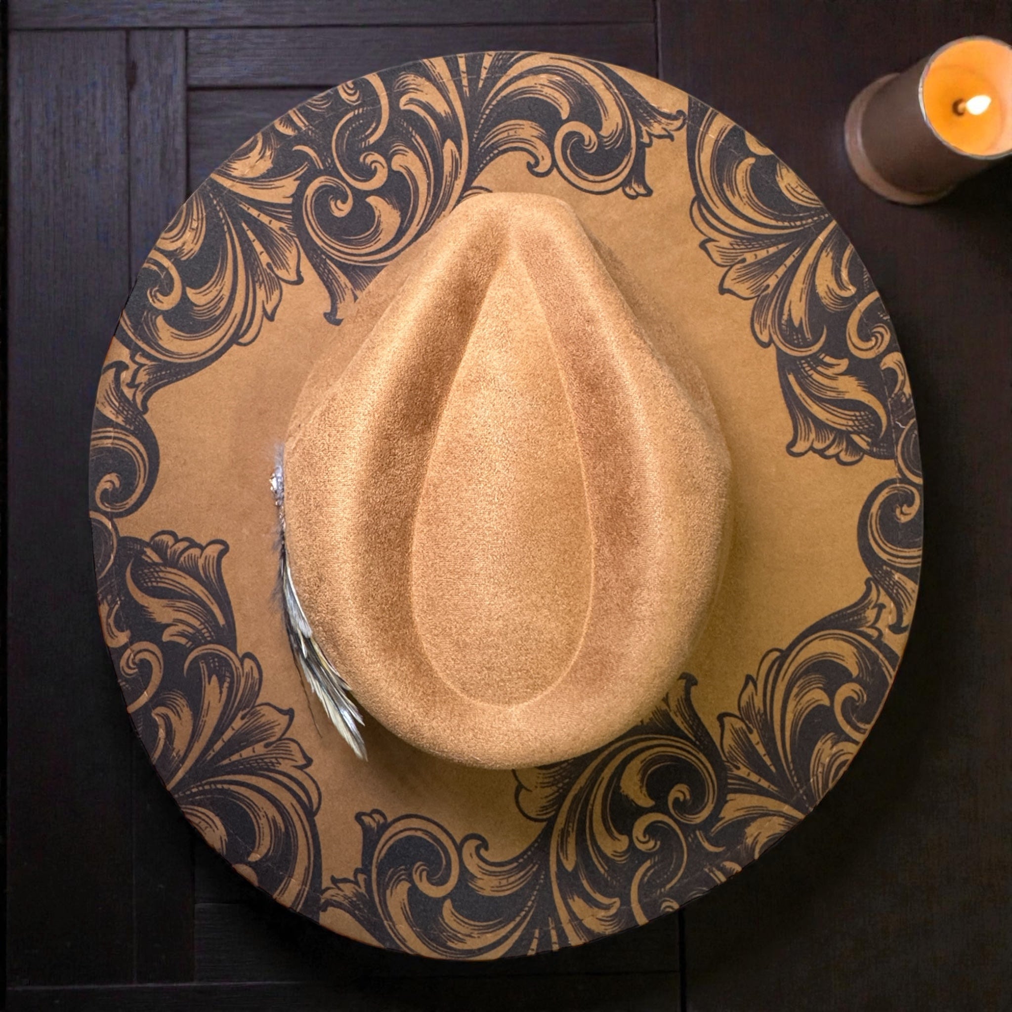 Laser Engraved Western Filagree Hat with Custom Hat Band
