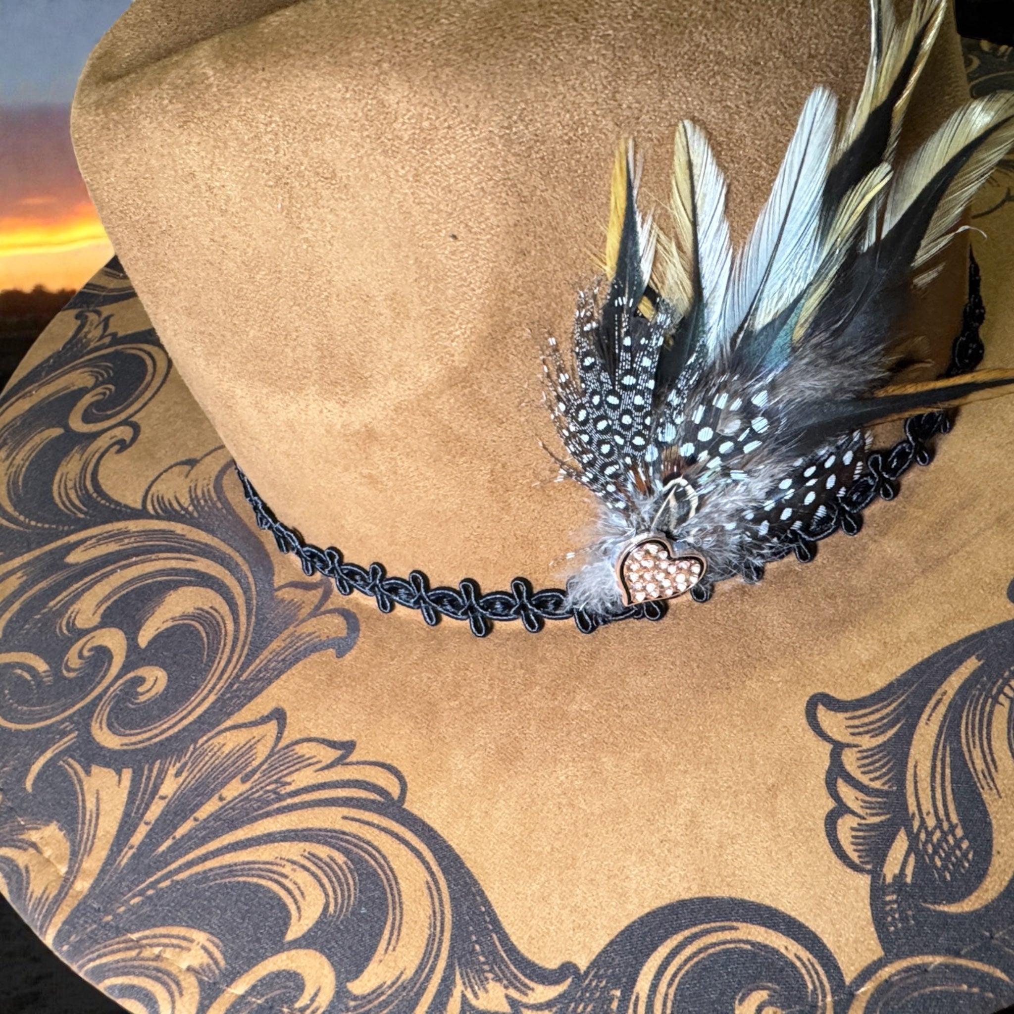 Laser Engraved Western Filagree Hat with Custom Hat Band